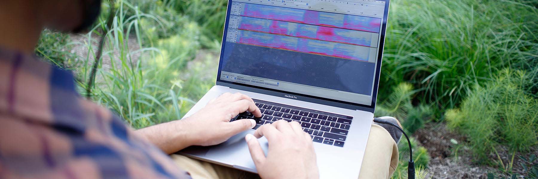 A close-up of a student's laptop screen that shows a data visualization graph